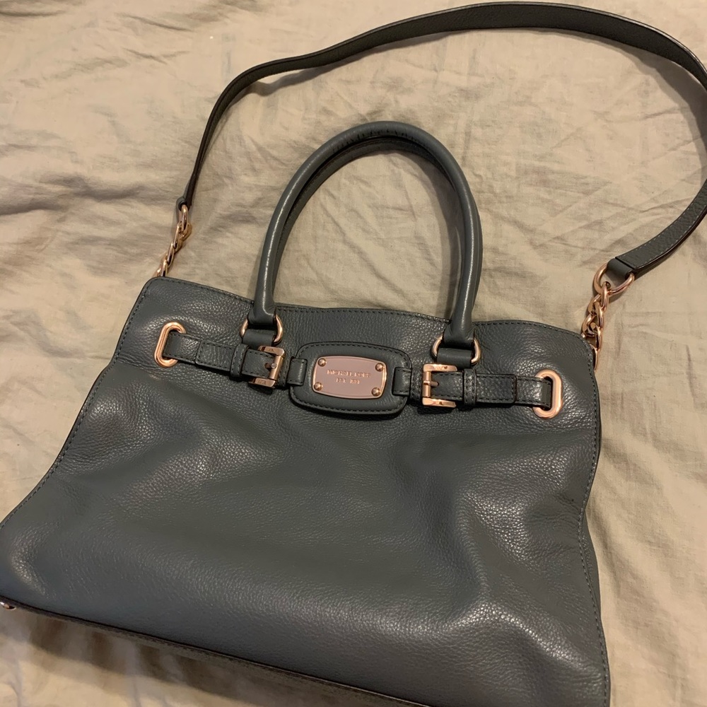 Michael Kors Gray Leather Satchel Bag
